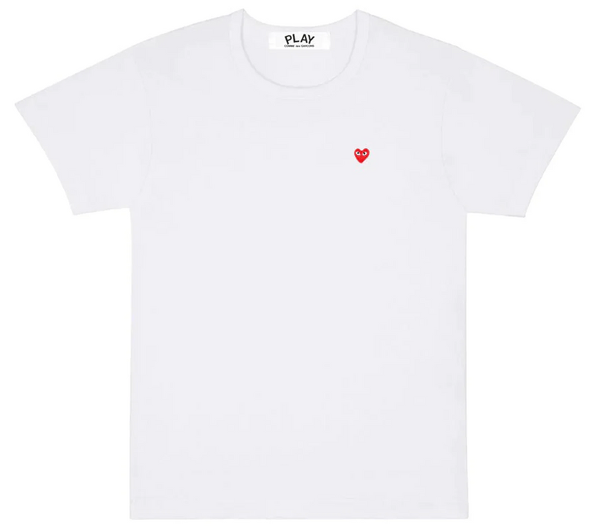 Comme des Garçons Play T-Shirt Mens Small Logo "White/Red"