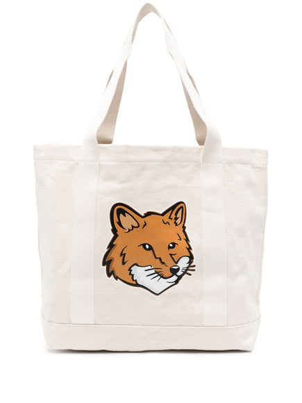 Maison Kitsuné Fox Head Canvas Tote Bag Milk White