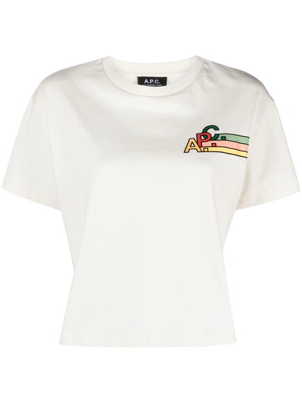 A.P.C. Logo-Embroidered Cotton T-shirt Cream White