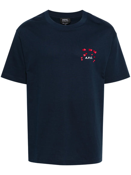 A.P.C. Logo-Print Cotton T-shirt Navy Blue