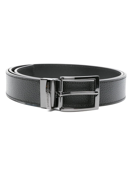 Emporio Armani Grained Leather Belt Black