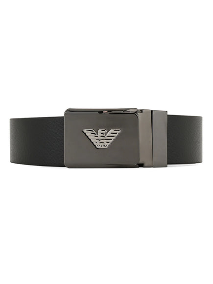 Emporio Armani Logo-Buckle Leather Belt Black