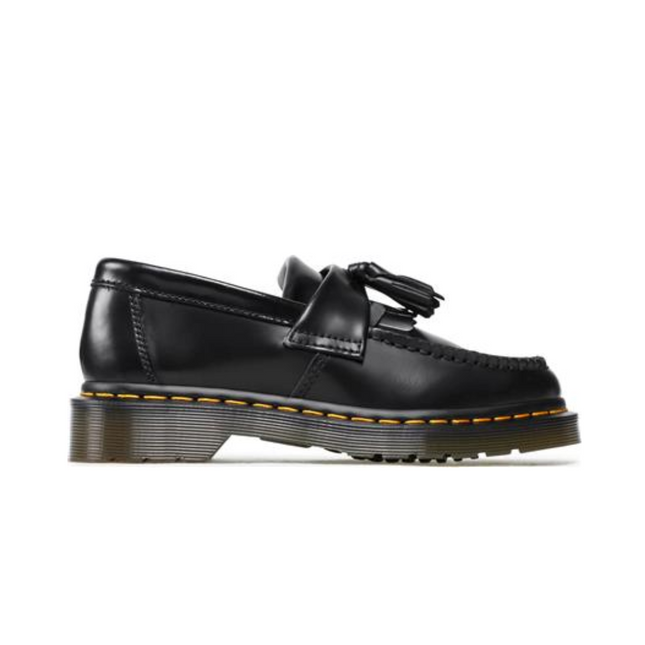 Dr. Martens Adrian Yellow Stitch Leather Tassel Loafers 'Black Smooth'